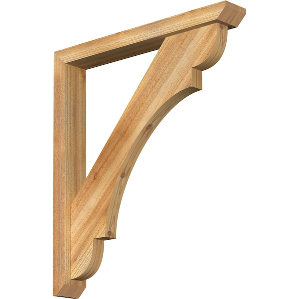 Ekena Millwork Olympic Slat Rough Sawn Bracket w/ Offset Brace, Western Red Cedar, 4"W x 28"D x 32"H BKT0402X28X32OLY06RWR - main